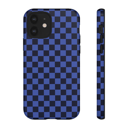 Bold Blue Small Checked Pattern Phone Case - Blue Phone Case - iPhone 12 / Glossy