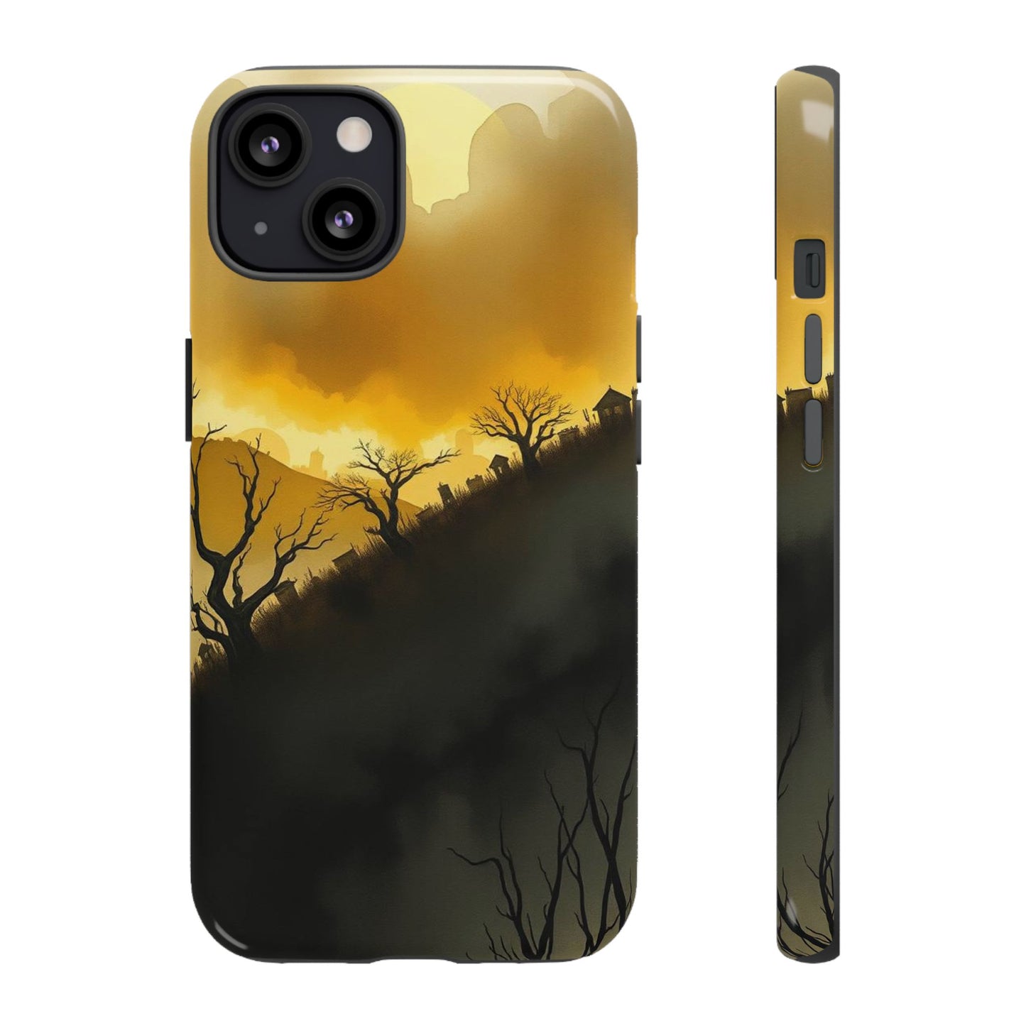 iPhone 13 / Glossy Phone Case - Eerie Graveyard Watercolour Design Phone Case