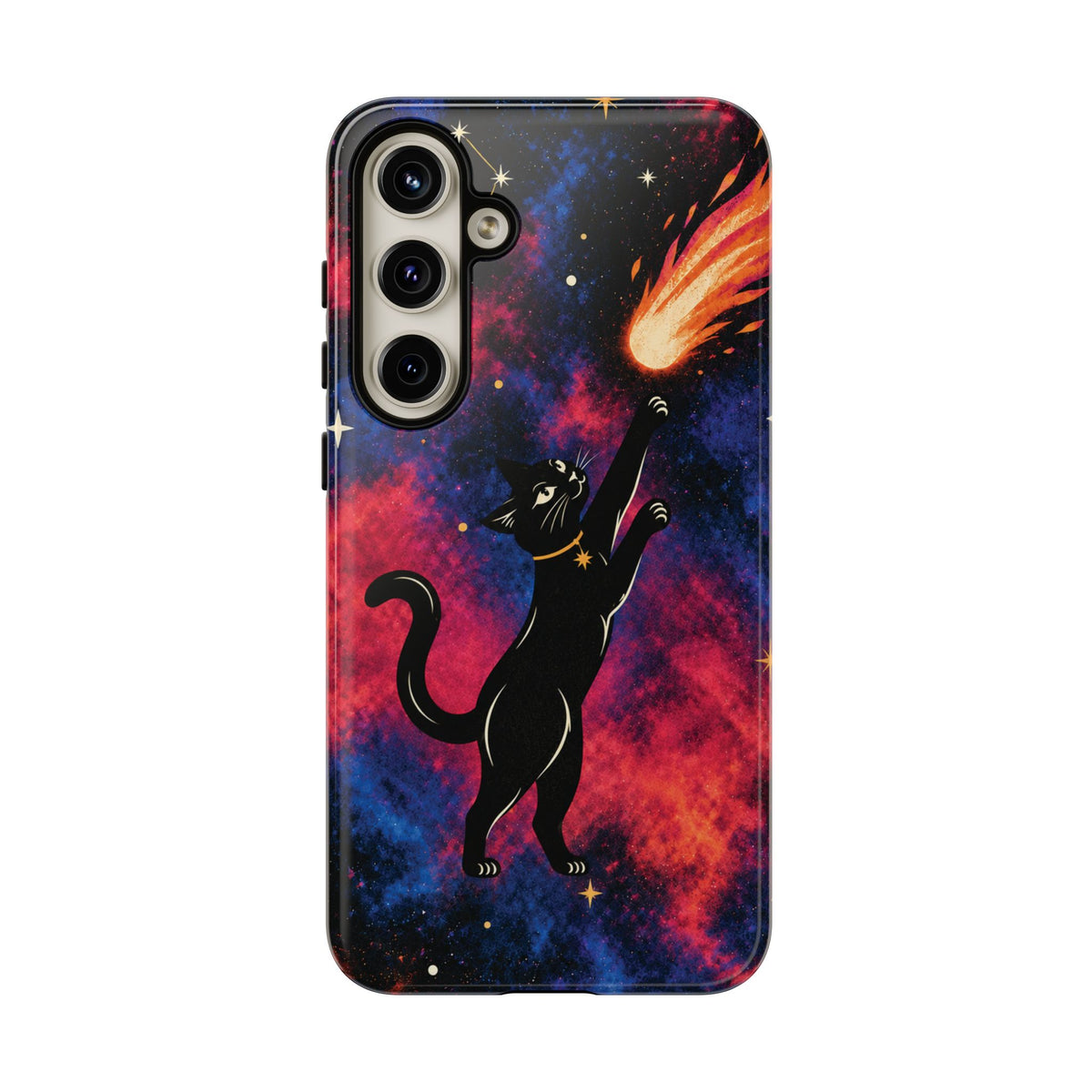 Whimsical Multicolour Celestial Black Cat Phone Case