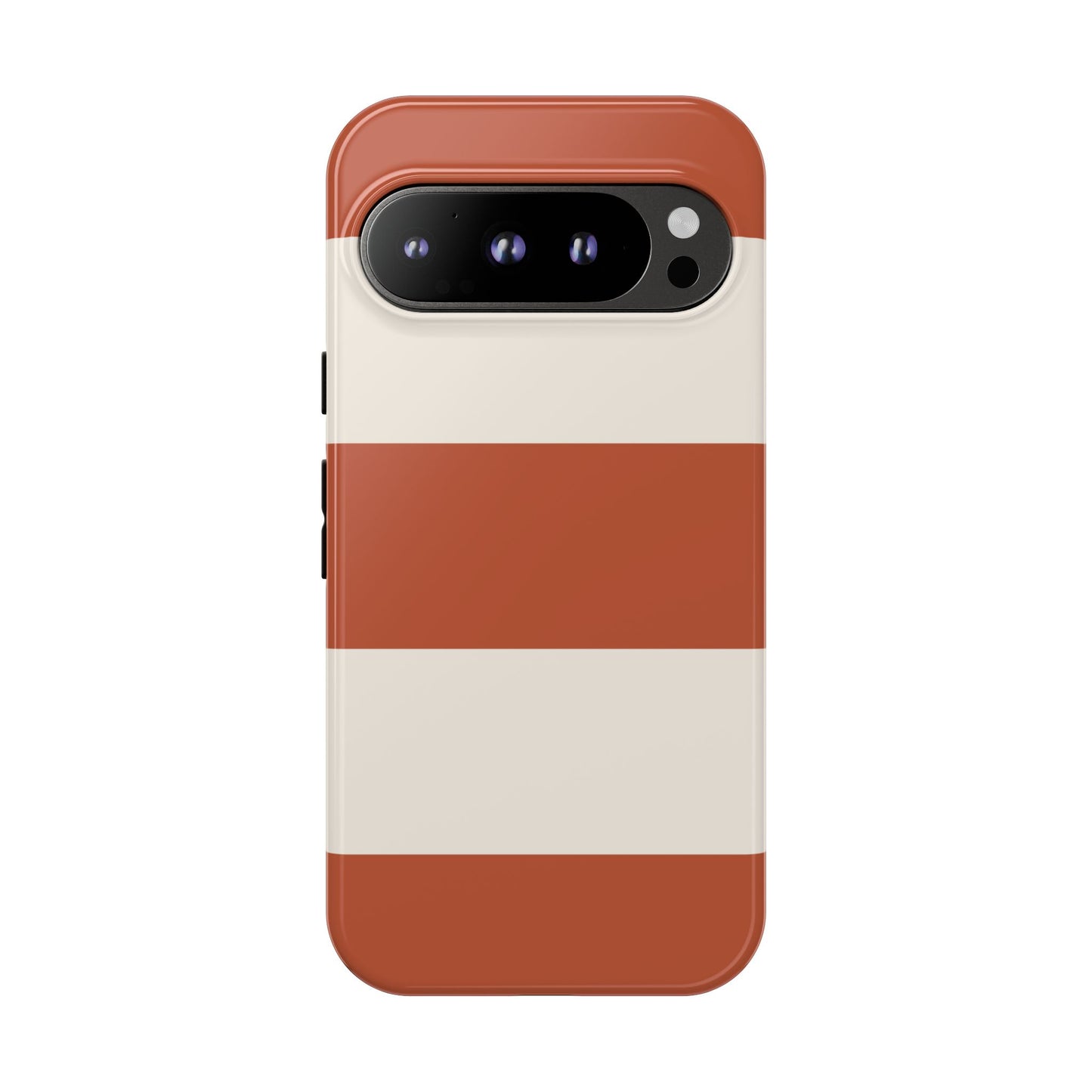 Google Pixel 9 Pro / Glossy Phone Case - Terracotta Horizontal Stripe Pattern Phone Case