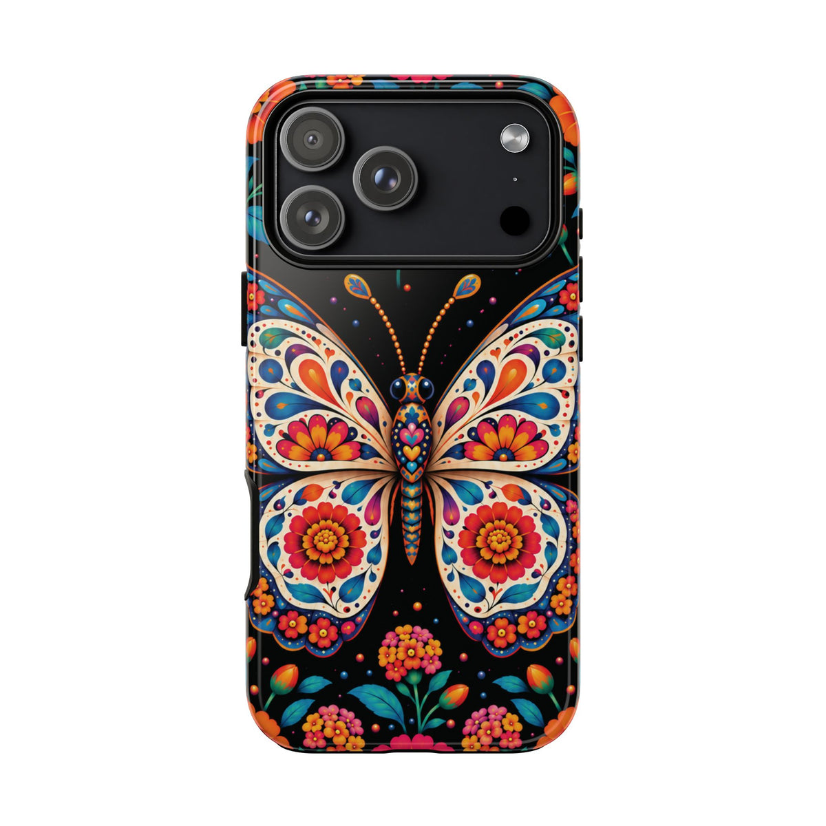 Vibrant Orange and Turquoise Calavera Butterfly Phone Case - Multicolor Phone Case - iPhone 18 Pro Max / Glossy