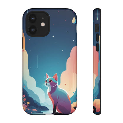Stylised Cat Design Phone Case - Multicolor Phone Case - iPhone 12 / Glossy
