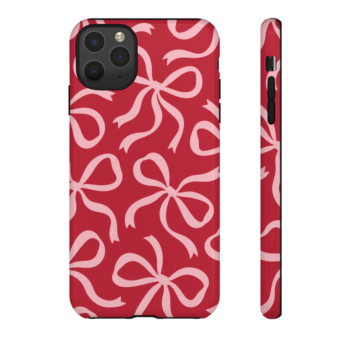 Bold Raspberry Red and Blush Pink Bow Pattern Phone Case
