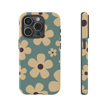 Cute Blue & Cream Daisy Pattern Phone Case - Blue Phone Case - iPhone 15 Pro / Glossy