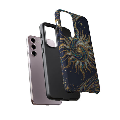 Elegant Navy & Gold Solar Spiral Phone Case
