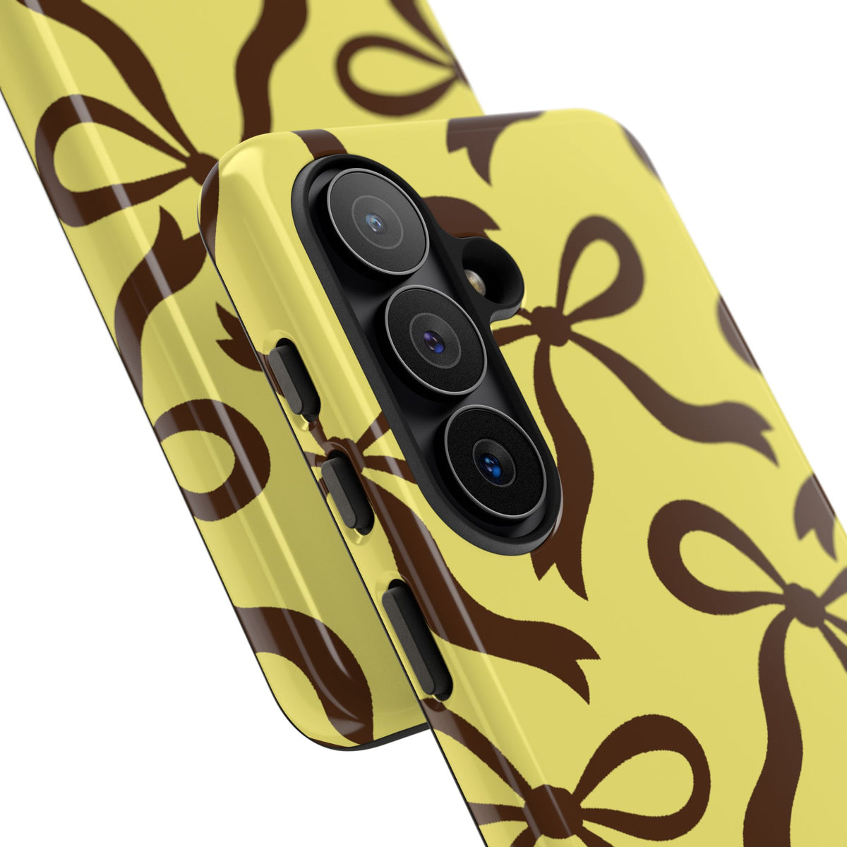 Bold Butter Yellow and Chocolate Brown Bow Pattern Phone Case - Yellow Phone Case