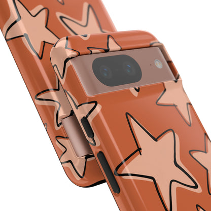 Burnt Orange Doodle Star Phone Case