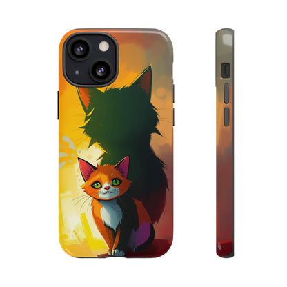iPhone 13 Mini / Glossy Phone Case - Acrylic Style Shadow Cat Design Phone Case