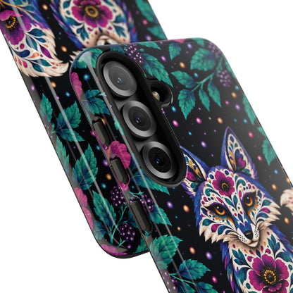 Vibrant Purple and Teal Calavera Fox Phone Case - Multicolor Phone Case