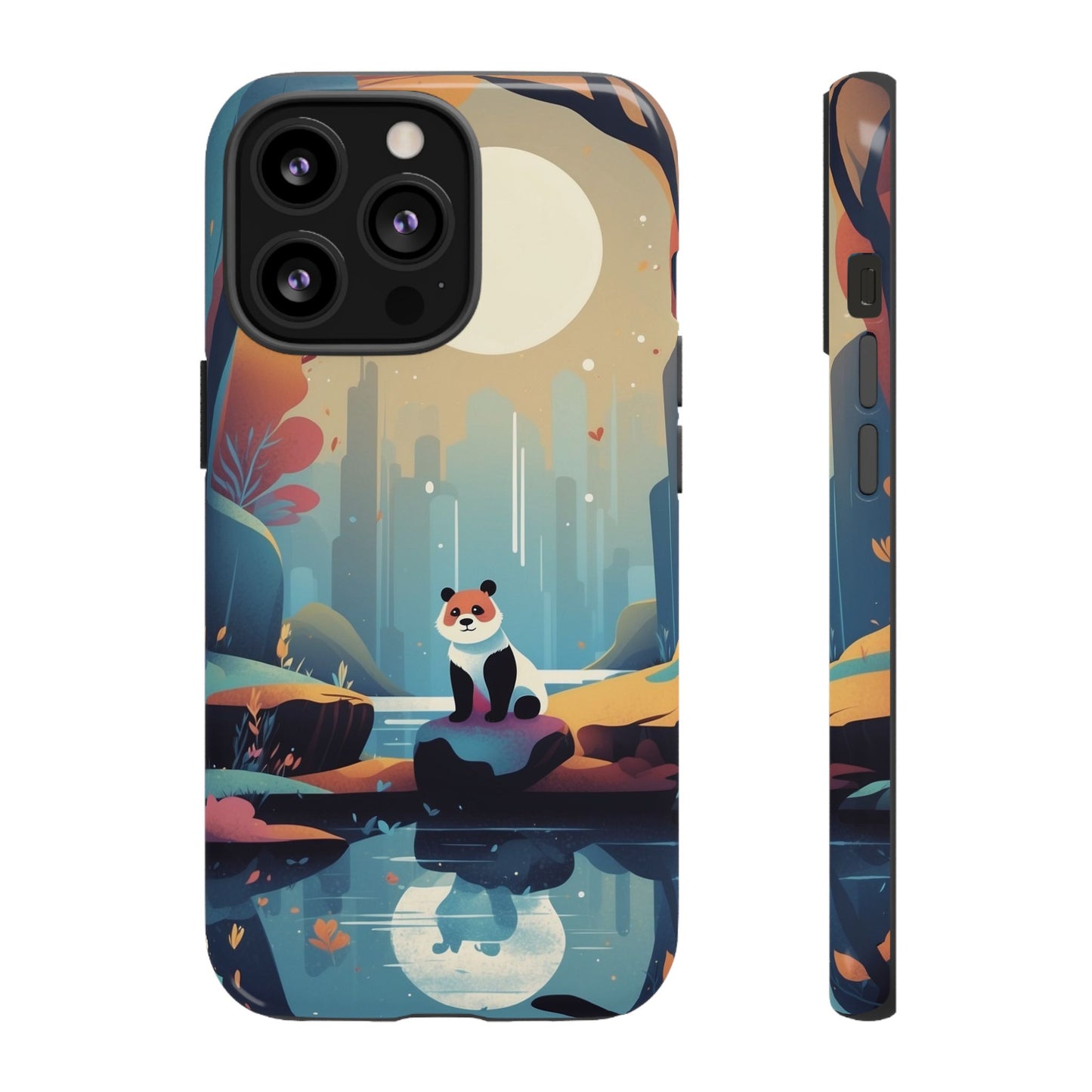 iPhone 13 Pro / Glossy Phone Case - Stylised Panda Design Phone Case