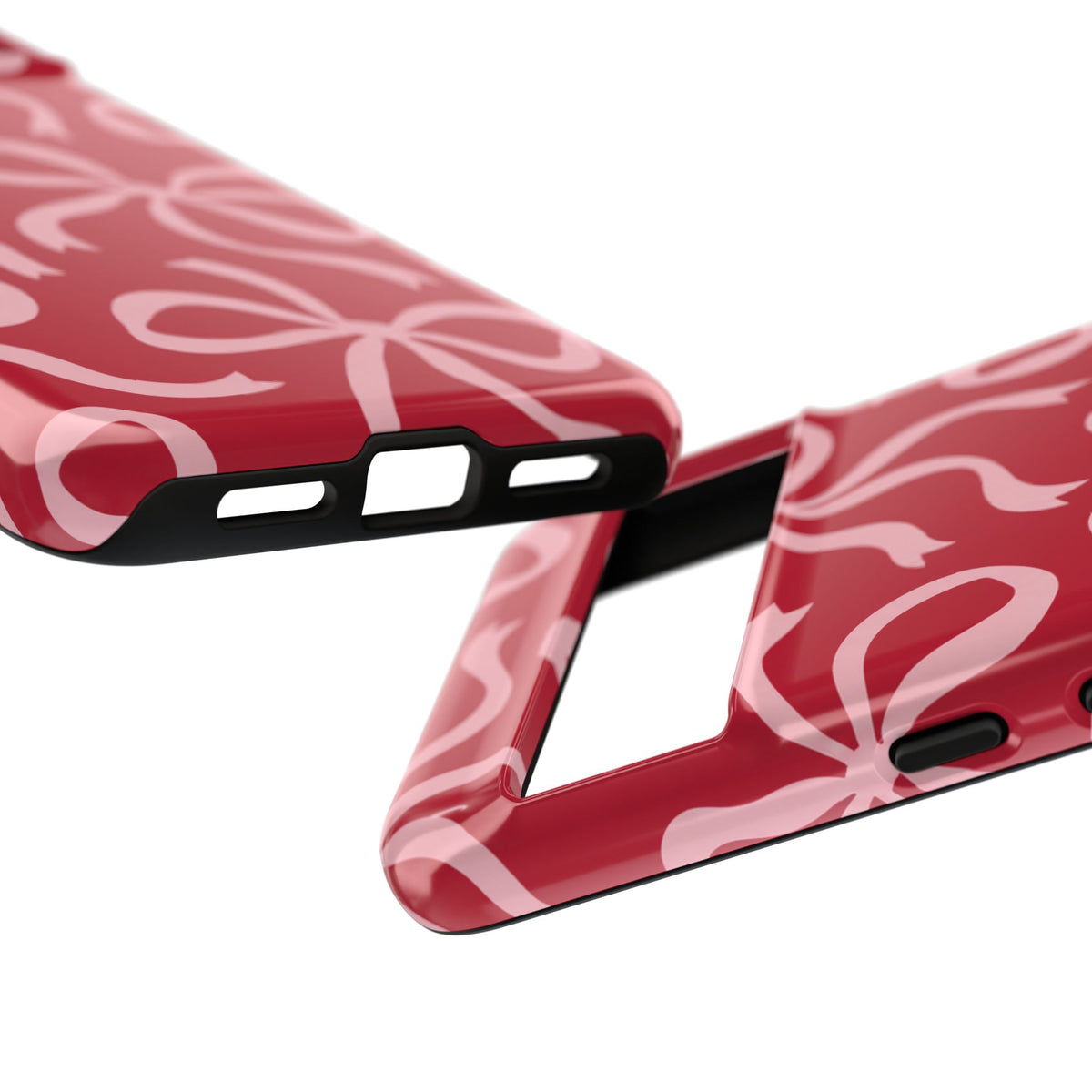 Bold Raspberry Red and Blush Pink Bow Pattern Phone Case