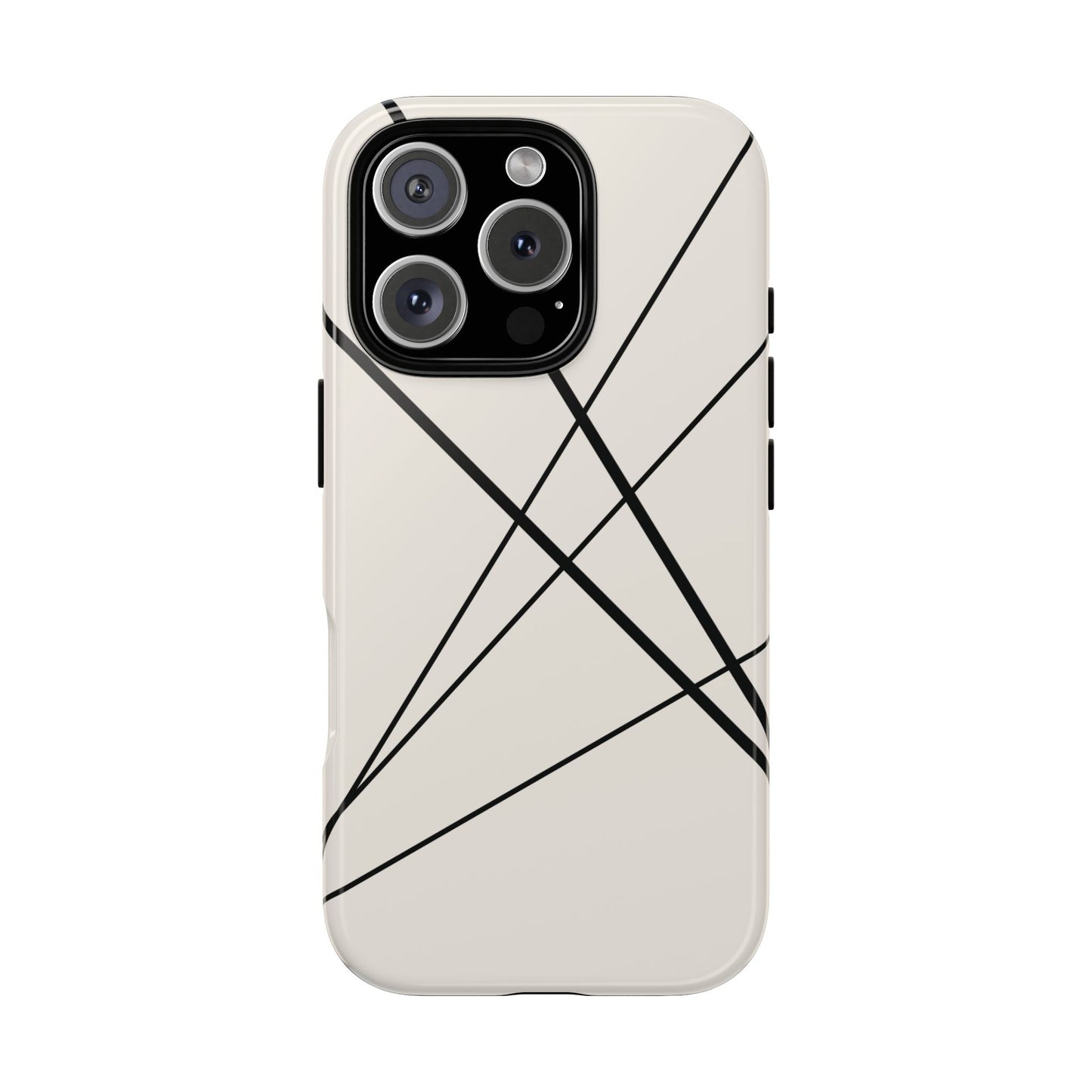 iPhone 16 Pro / Glossy Phone Case - Abstract White with Black Lines Phone Case
