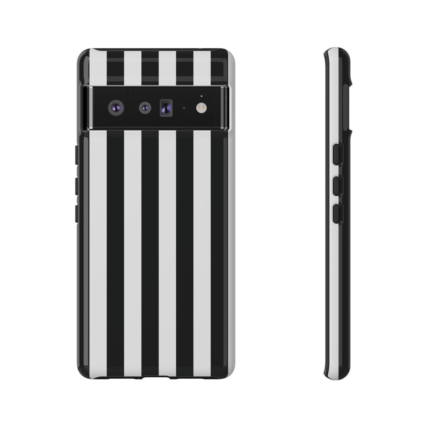 Google Pixel 6 Pro / Glossy Phone Case - Simple Black & White Stripe Pattern Phone Case