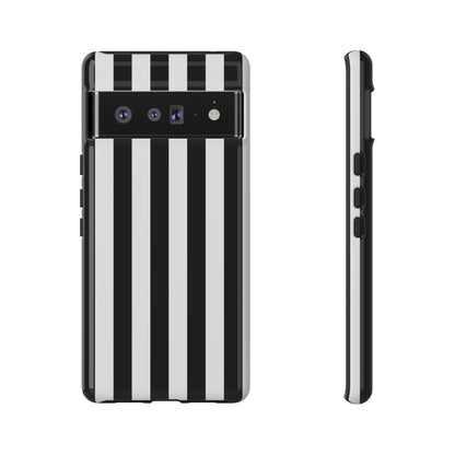 Google Pixel 6 Pro / Glossy Phone Case - Simple Black & White Stripe Pattern Phone Case