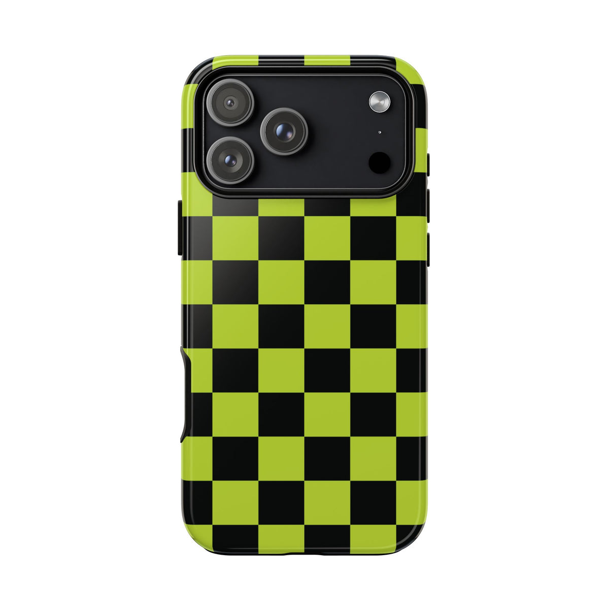 Trendy Neon Lime Green & Black Checked Pattern Phone Case - Green Phone Case - iPhone 18 Pro Max / Glossy