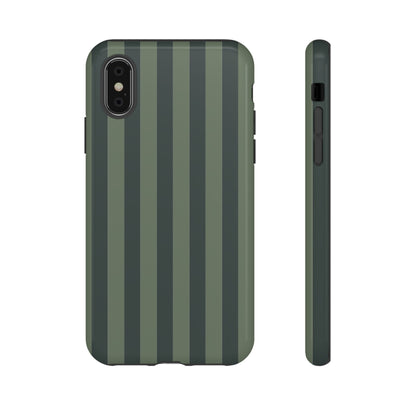 iPhone XS / Glossy Phone Case - ’Dark Green Stripe Pattern’ Phone Case