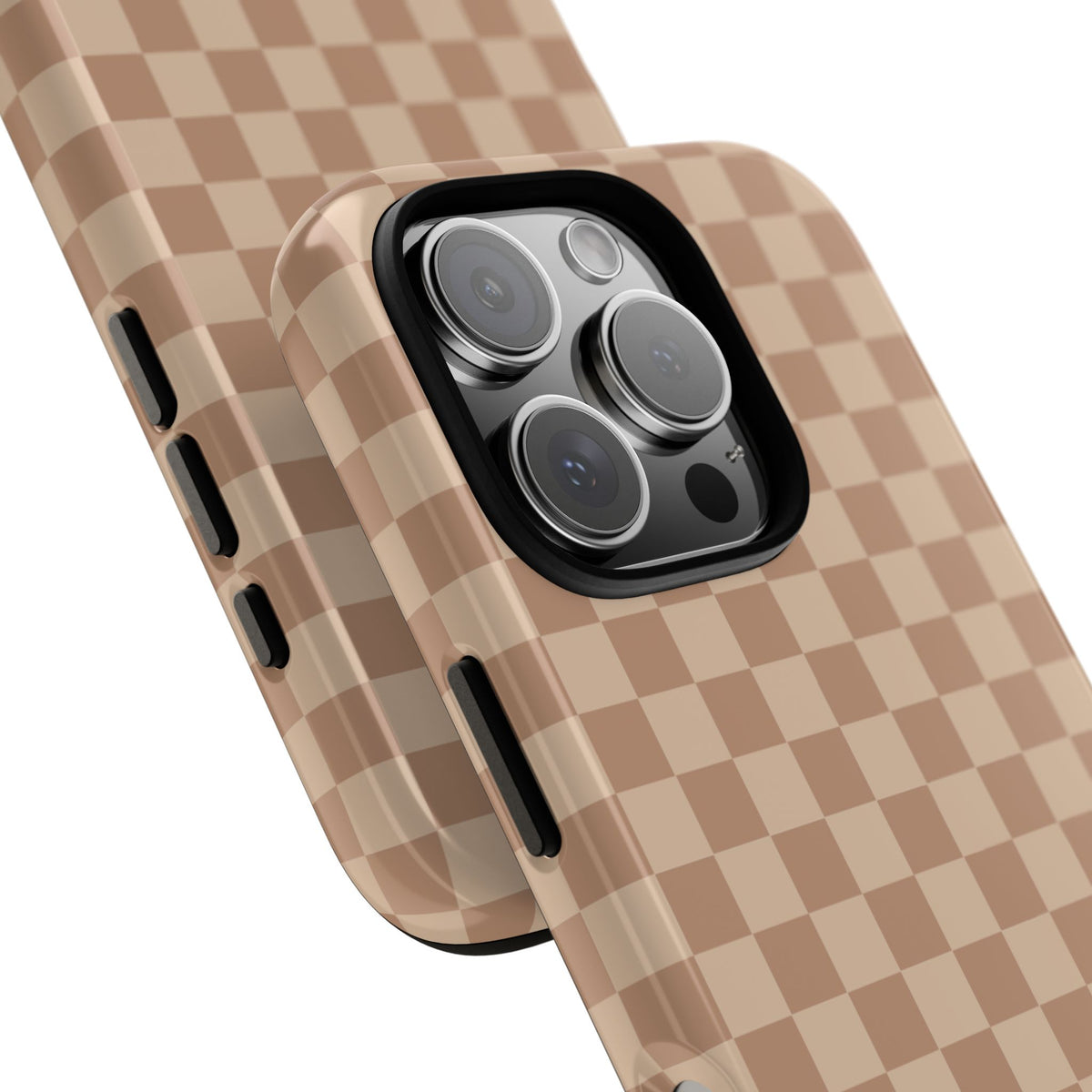 Bold Tan Small Checked Pattern Phone Case - Brown Phone Case