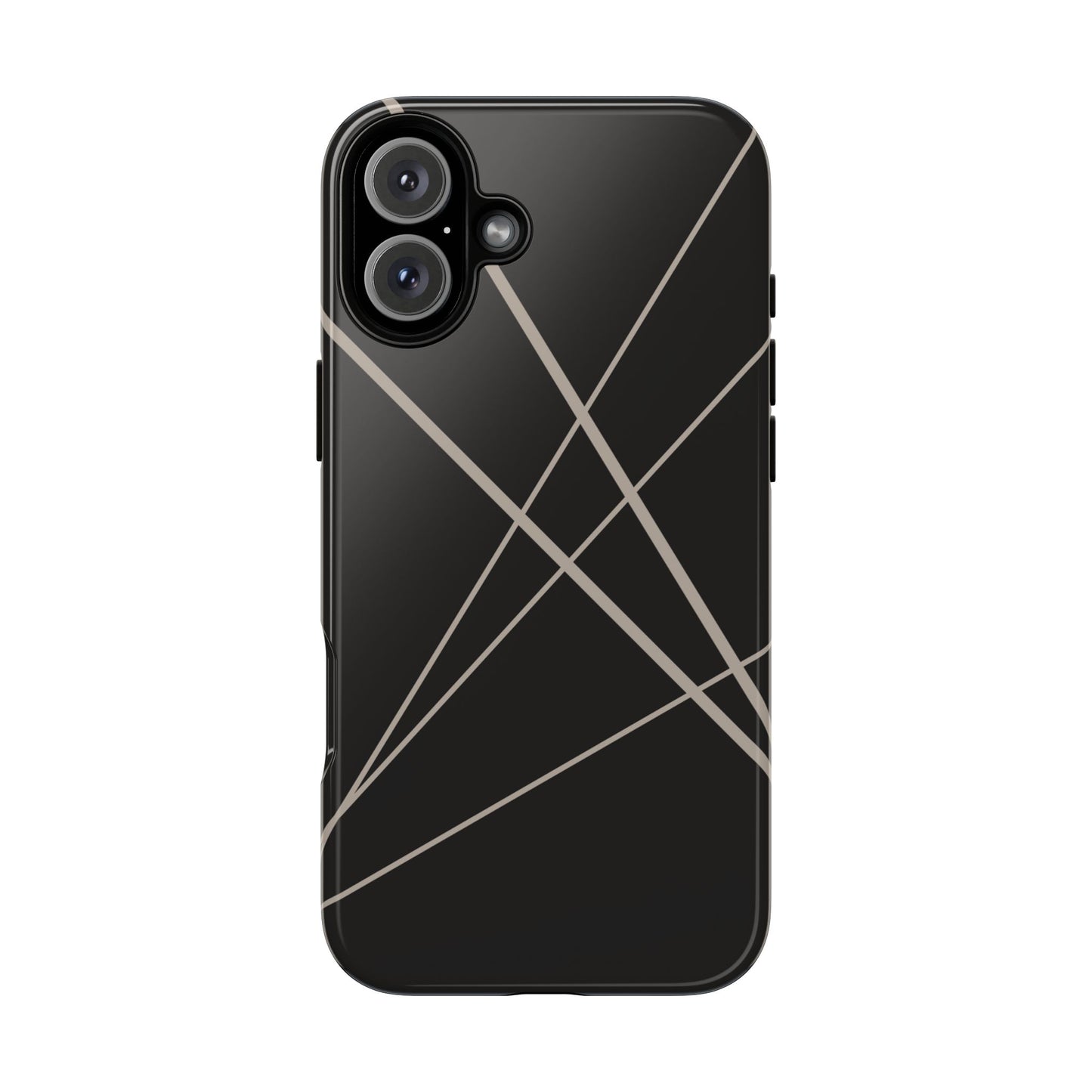 iPhone 16 Plus / Glossy Phone Case - Abstract Black with Grey Lines Phone Case