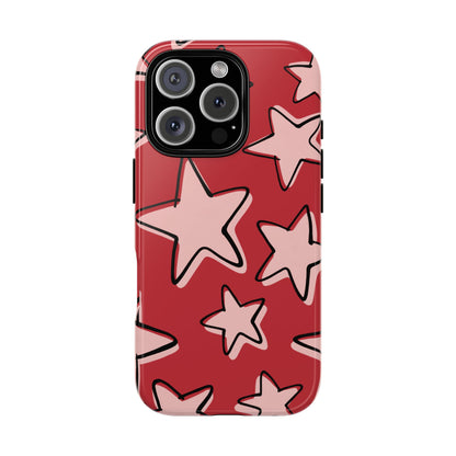 Cherry Red Doodle Star Phone Case
