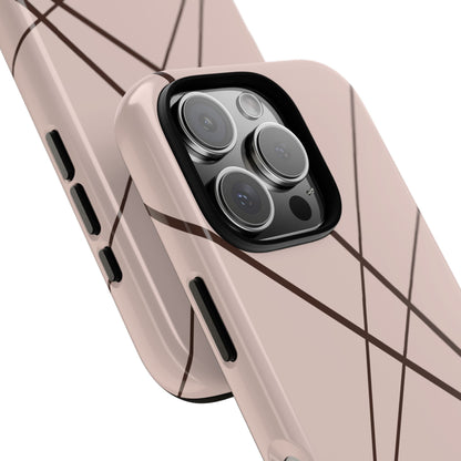 Abstract Pink with Brown Lines Phone Case - Pink Phone Case