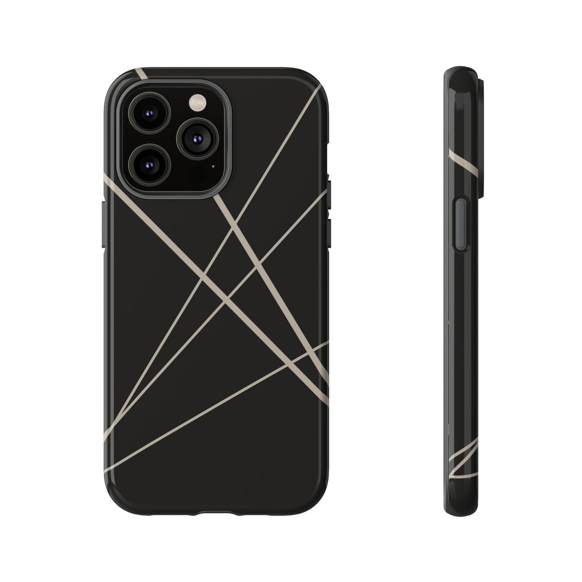 Abstract Black with Grey Lines Phone Case - Black Phone Case - iPhone 14 Pro Max / Glossy