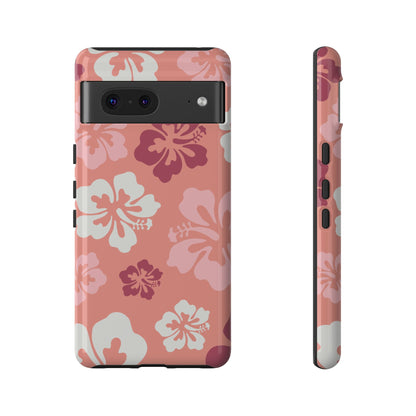 Google Pixel 7 / Glossy Phone Case - ’Pink Hibiscus Retro Pattern #3’ Phone Case