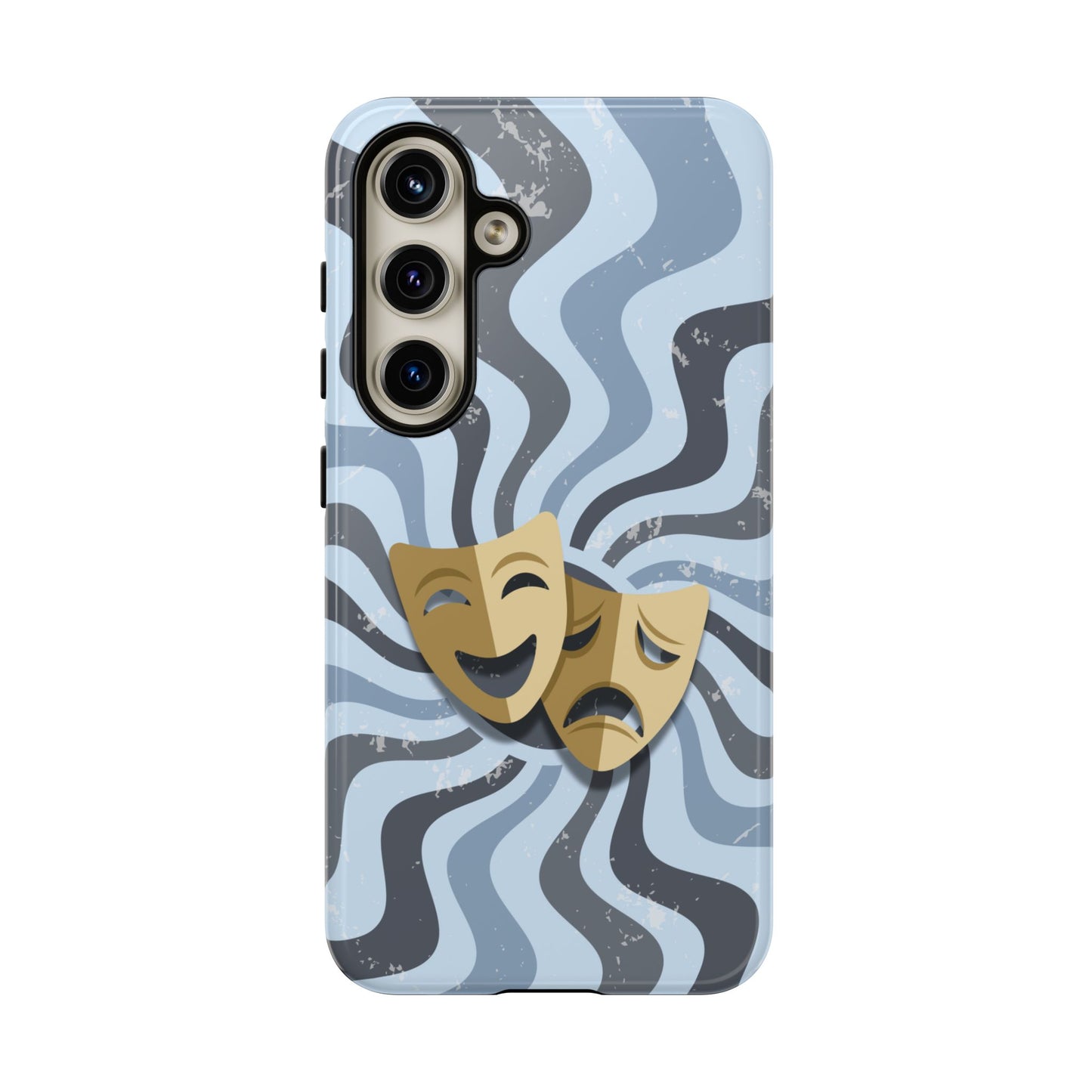 Comedy & Tragedy Masks – Blue Minimal Retro Wave Phone Case - Blue Phone Case - Samsung Galaxy S24 / Glossy