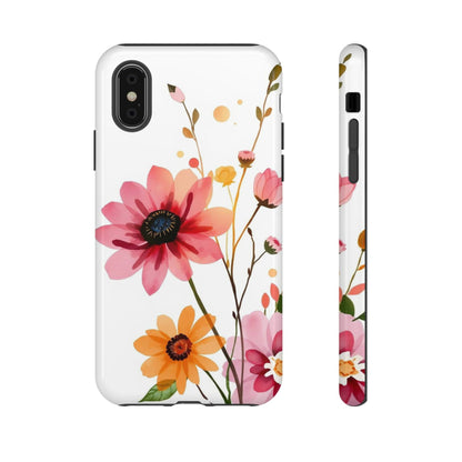 iPhone X / Glossy Phone Case - Watercolour Style Simple Wildflower Design Phone Case
