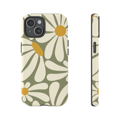 Retro Green Daisy Pattern #1 Phone Case - Green Phone Case - iPhone 15 / Glossy