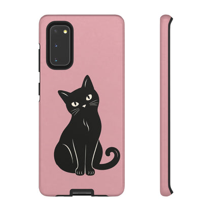 Minimalist Blush Pink & Black Cat Phone Case