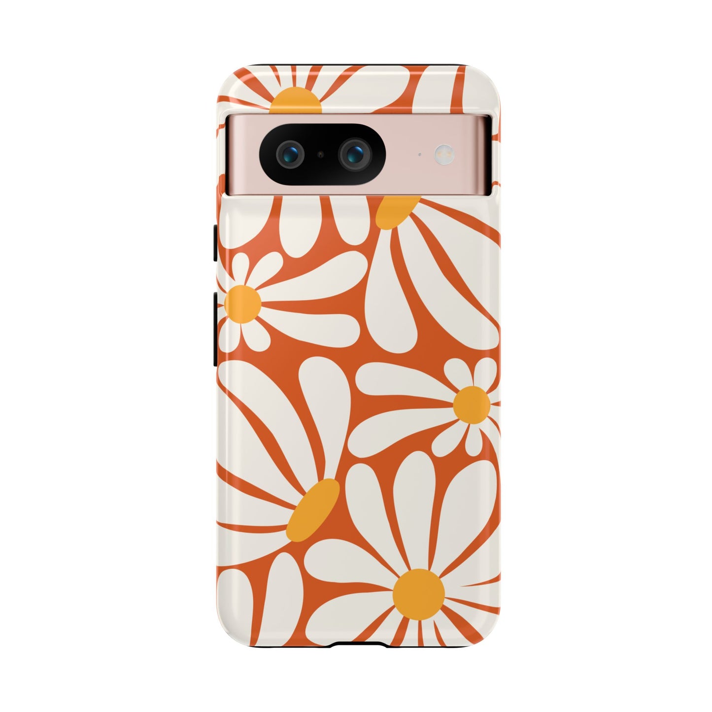 Retro Orange Daisy Pattern Phone Case - Orange Phone Case - Google Pixel 8 / Glossy