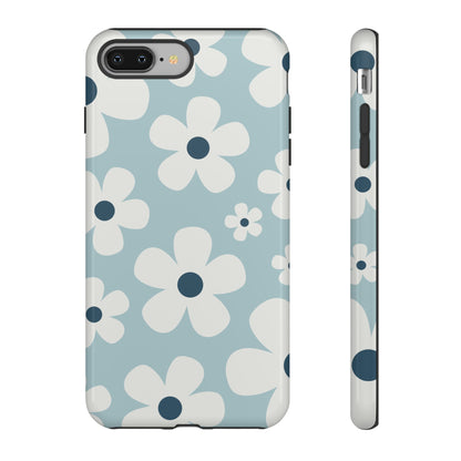 iPhone 8 Plus / Glossy Phone Case - Cute Light Blue Daisy Pattern Phone Case
