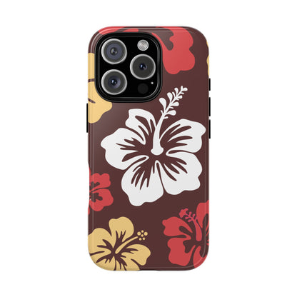iPhone 16 Pro / Glossy Phone Case - ’Hibiscus Retro Pattern #2’ Phone Case