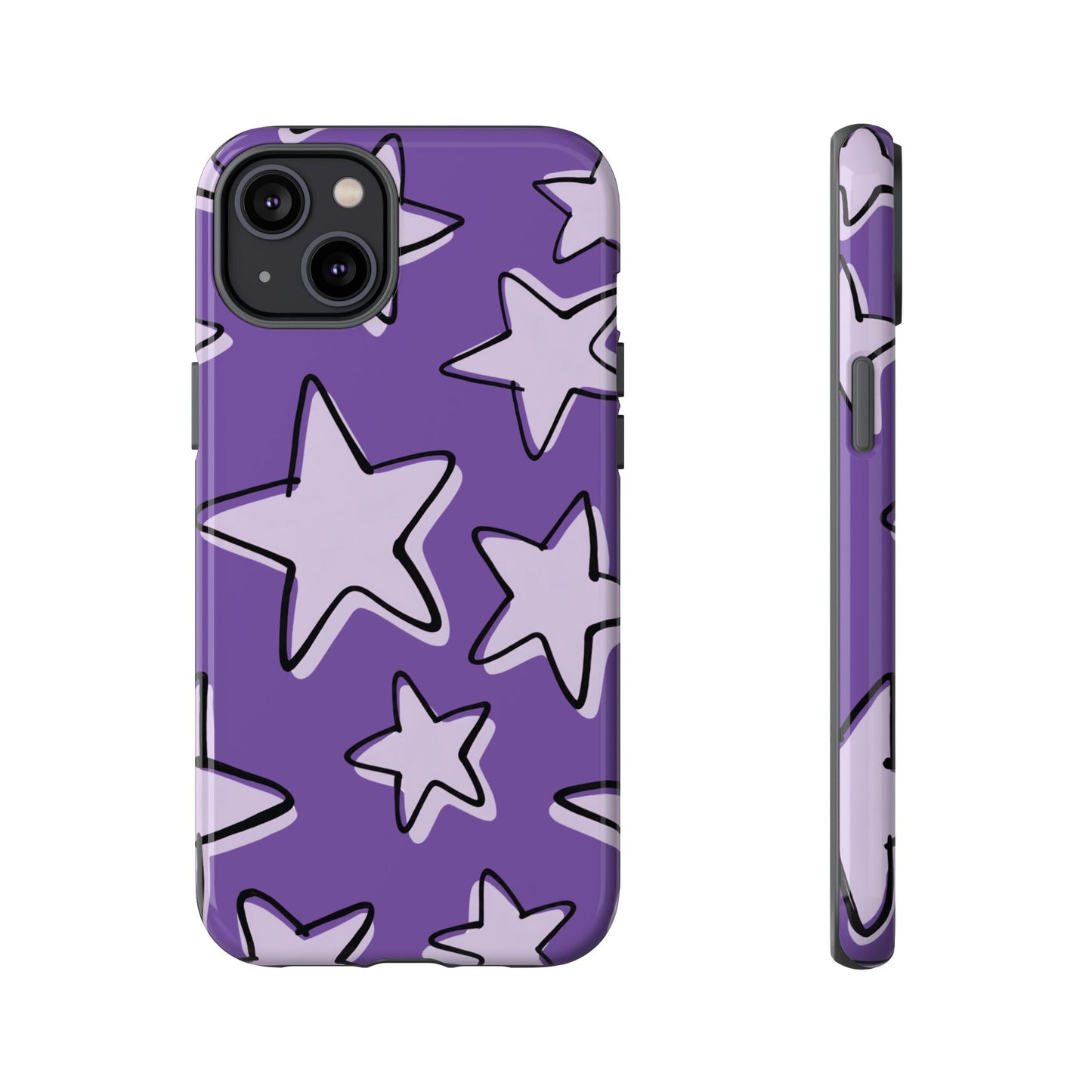Violet Purple Doodle Star Phone Case