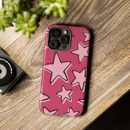 Raspberry Pink Doodle Star Phone Case