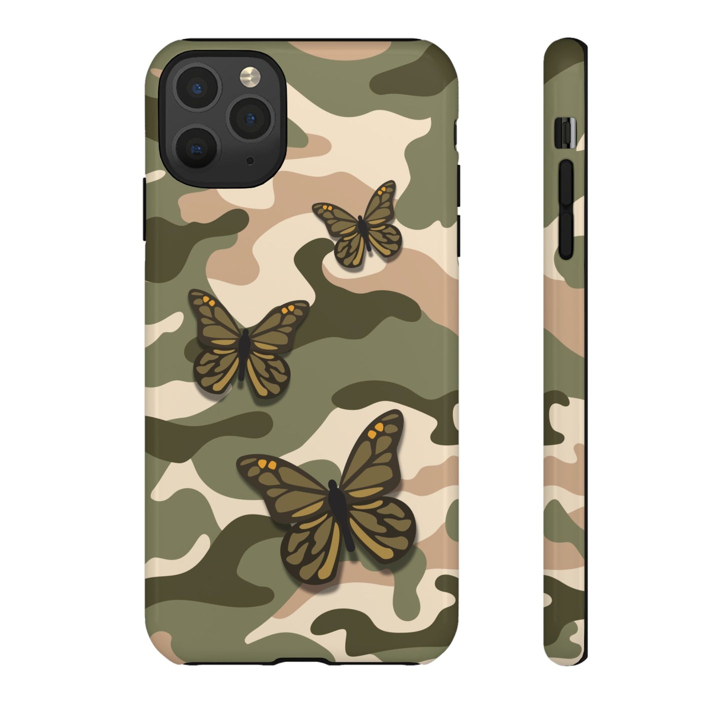 iPhone 11 Pro Max / Glossy Phone Case - Green Butterfly Camo Phone Case