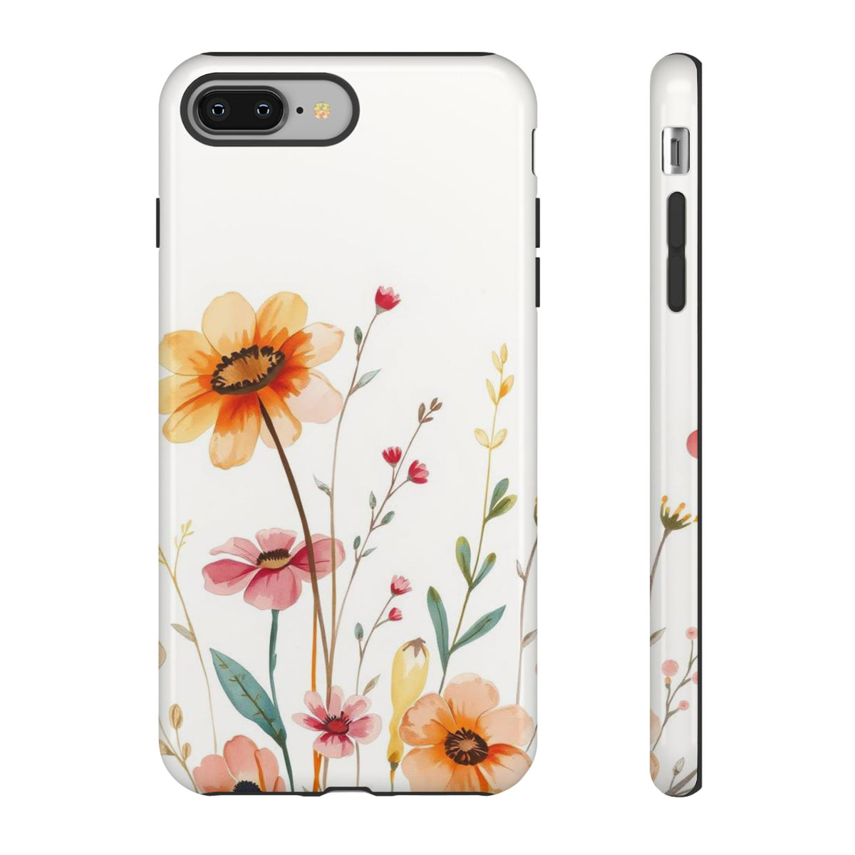 Boho Chic Watercolour Wild Blooms Pattern Phone Case - Multicolor Phone Case - iPhone 8 Plus / Glossy