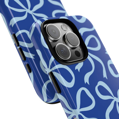 Bold Cobalt Blue and Powder Blue Bow Pattern Phone Case