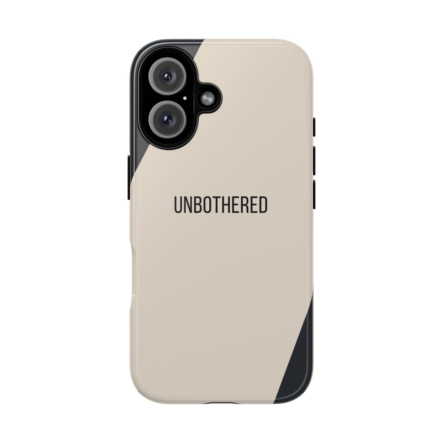 iPhone 16 / Glossy Phone Case - Sassy Statement Case ’Unbothered’ in Beige & Charcoal
