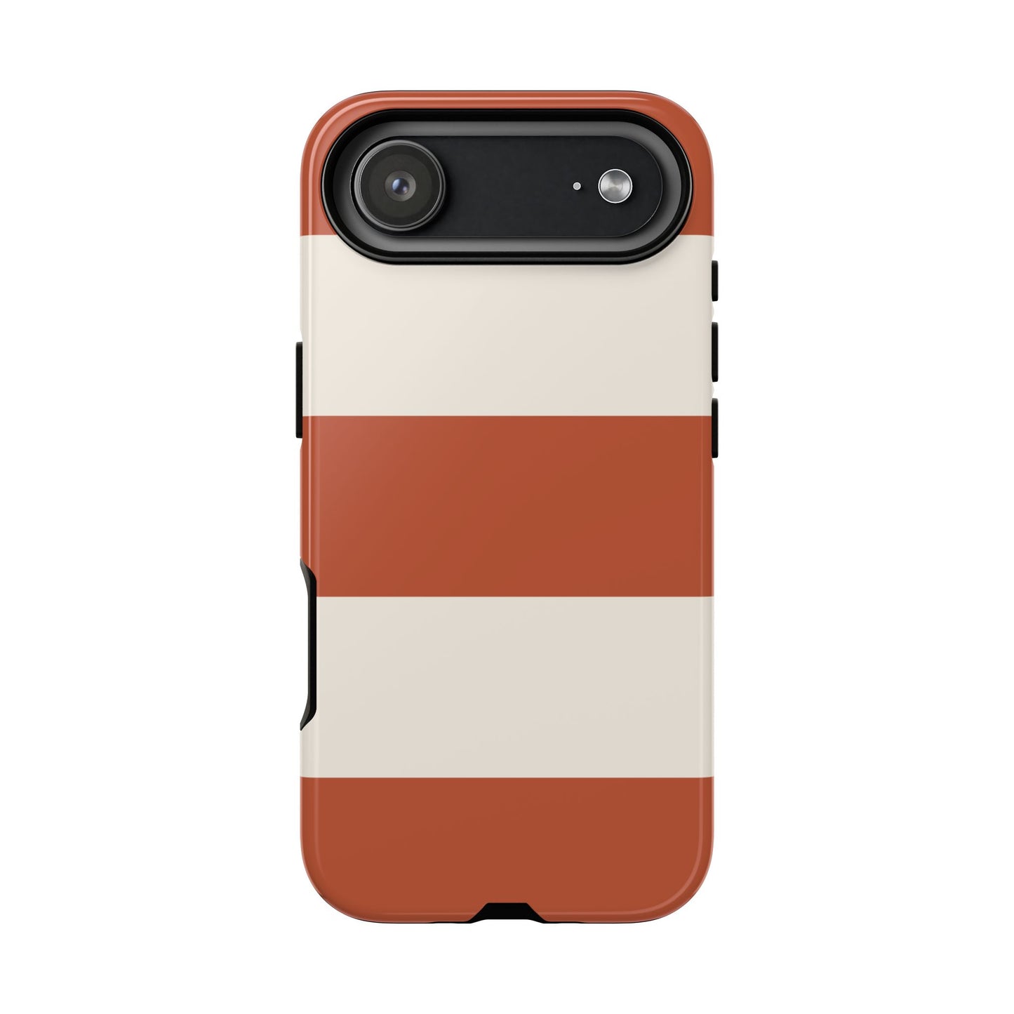 iPhone 17 Air / Glossy Phone Case - Terracotta Horizontal Stripe Pattern Phone Case