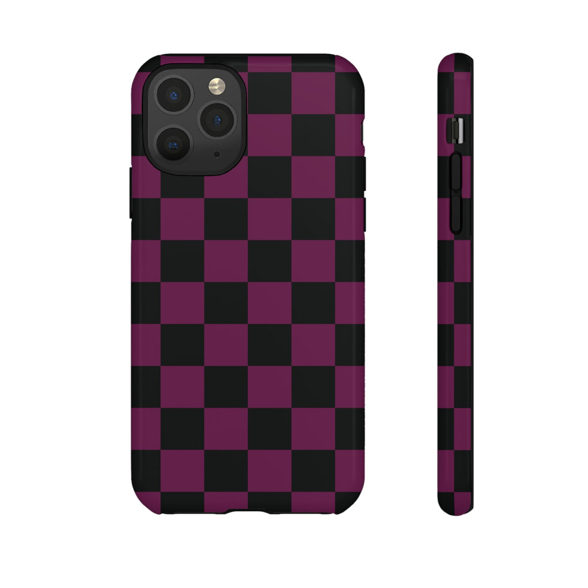 Trendy Plum & Black Checked Pattern Phone Case - Purple Phone Case - iPhone 11 Pro / Glossy