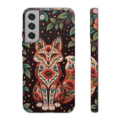 Vibrant Terracotta and Teal Calavera Fox Phone Case - Multicolor Phone Case - Samsung Galaxy S22 Plus / Glossy