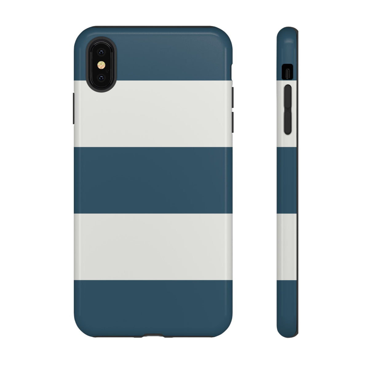 Blue & White Horizontal Stripe Pattern Phone Case - Blue Phone Case - iPhone XS MAX / Glossy