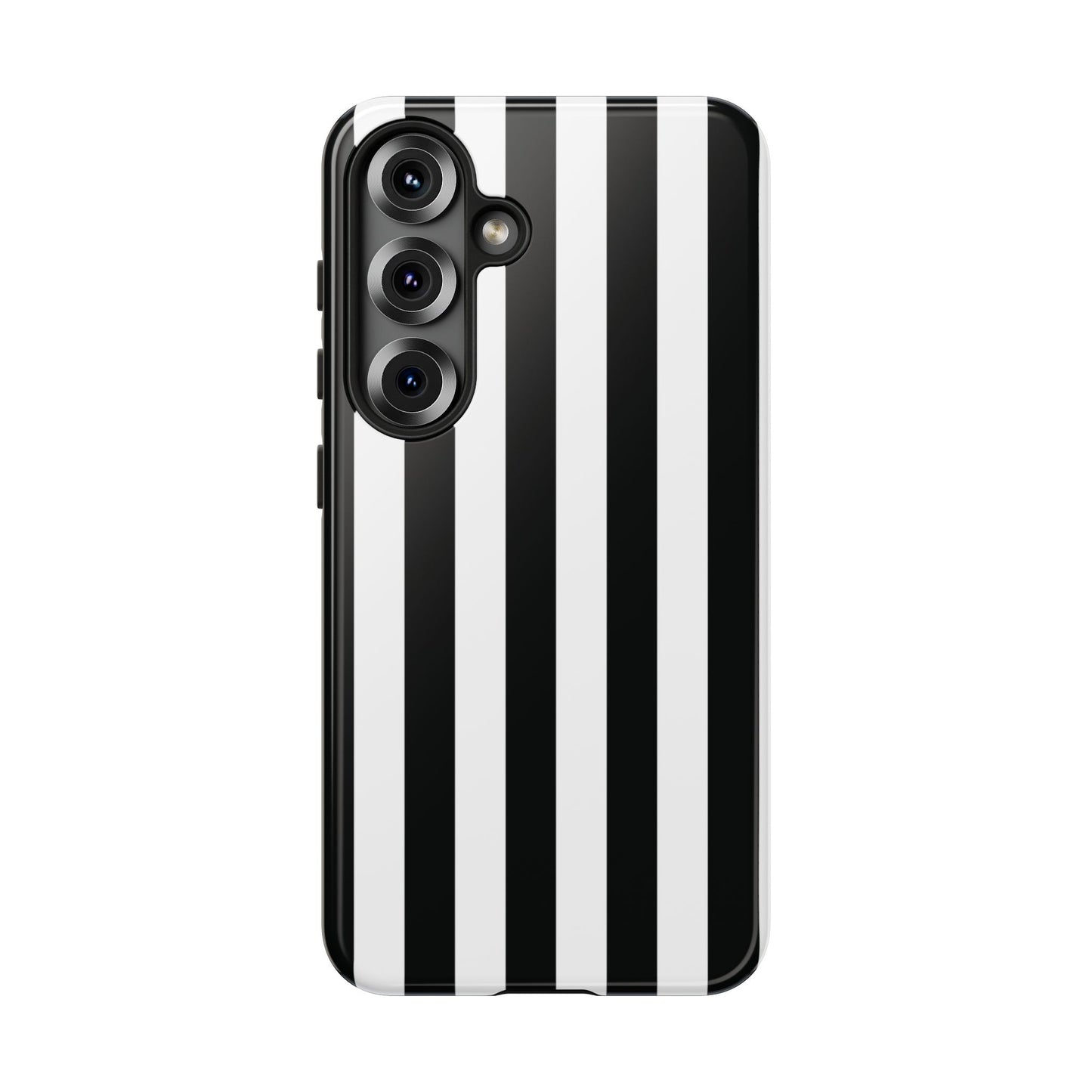 Samsung Galaxy S25 / Glossy Phone Case - Simple Black & White Stripe Pattern Phone Case