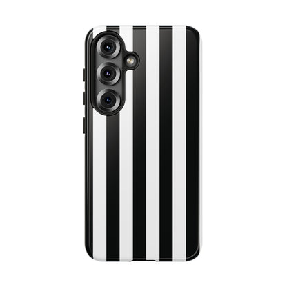 Samsung Galaxy S25 / Glossy Phone Case - Simple Black & White Stripe Pattern Phone Case