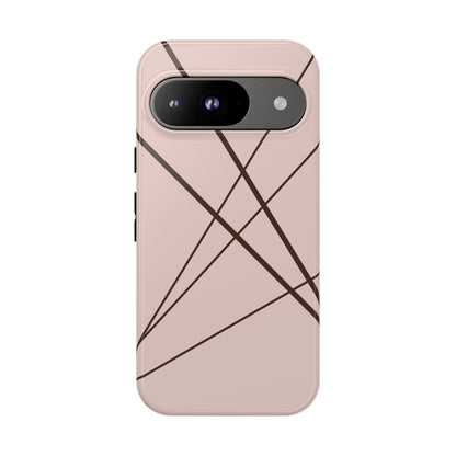 Abstract Pink with Brown Lines Phone Case - Pink Phone Case - Google Pixel 9 / Glossy