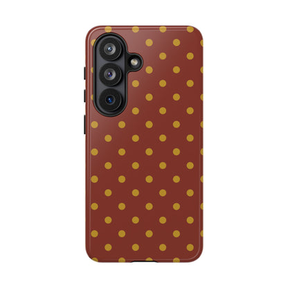 Trendy Brown & Mustard Dot Pattern Phone Case - Brown Phone Case - Samsung Galaxy S26 / Glossy
