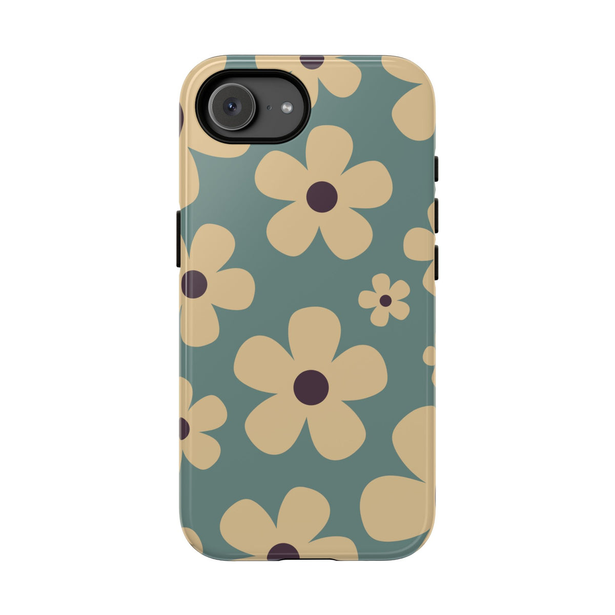 Cute Blue & Cream Daisy Pattern Phone Case - Blue Phone Case - iPhone 17e / Glossy