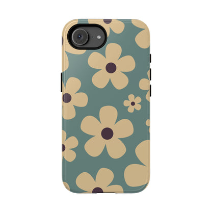 Cute Blue & Cream Daisy Pattern Phone Case - Blue Phone Case - iPhone 17e / Glossy