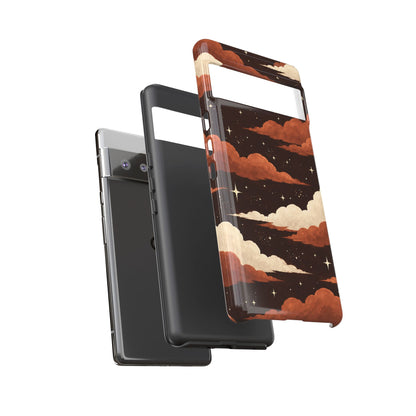 Illustrated Burnt Orange Clouds & Stars Phone Case